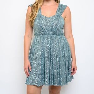 Ice blue sequin dress - Women's Plus Size 1X SPARKLE